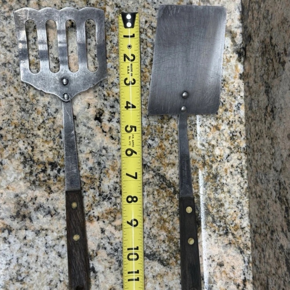 Classic Stainless Steel Spatula Set with Dark Wood Handles - Kitchen Essential - Picture 2 of 9
